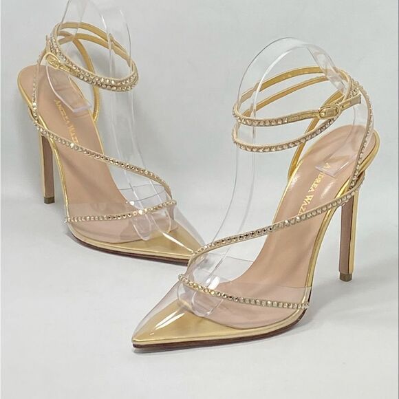 Andrea Wazen Leather & Crystal Pumps size 39.5 - Picture 2 of 13